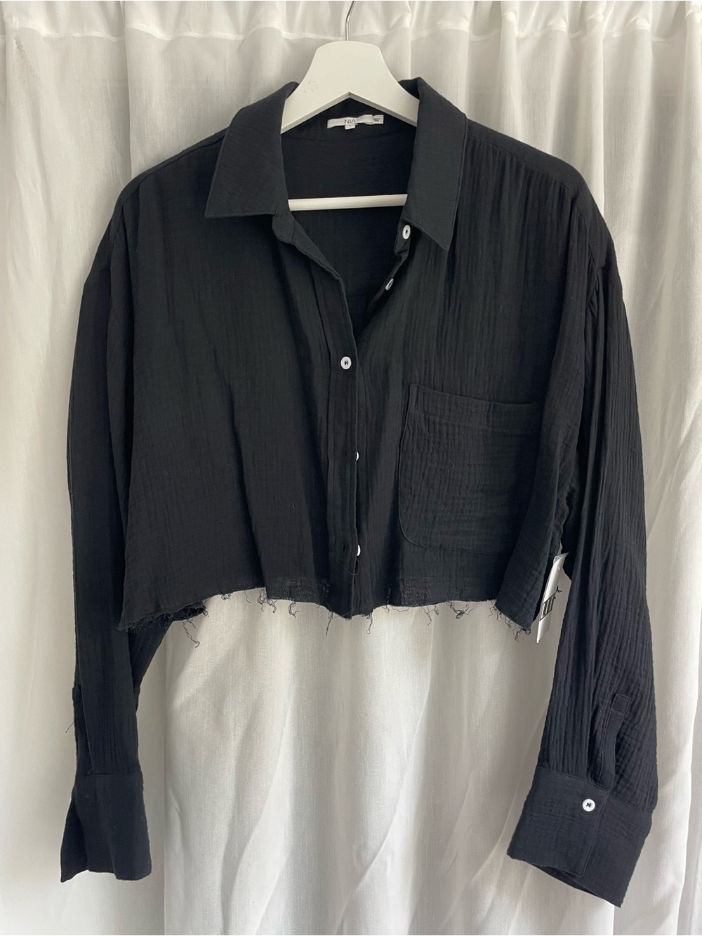Cropped Black Button-Up